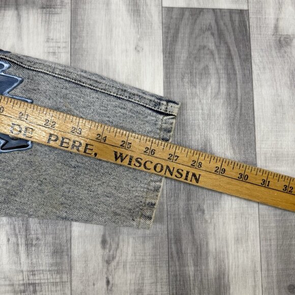 ✅VTG ApacheJean Jacket Womans M Acid Washed Puff Paint Shoulder Pads Retro Aztec - Picture 9 of 12